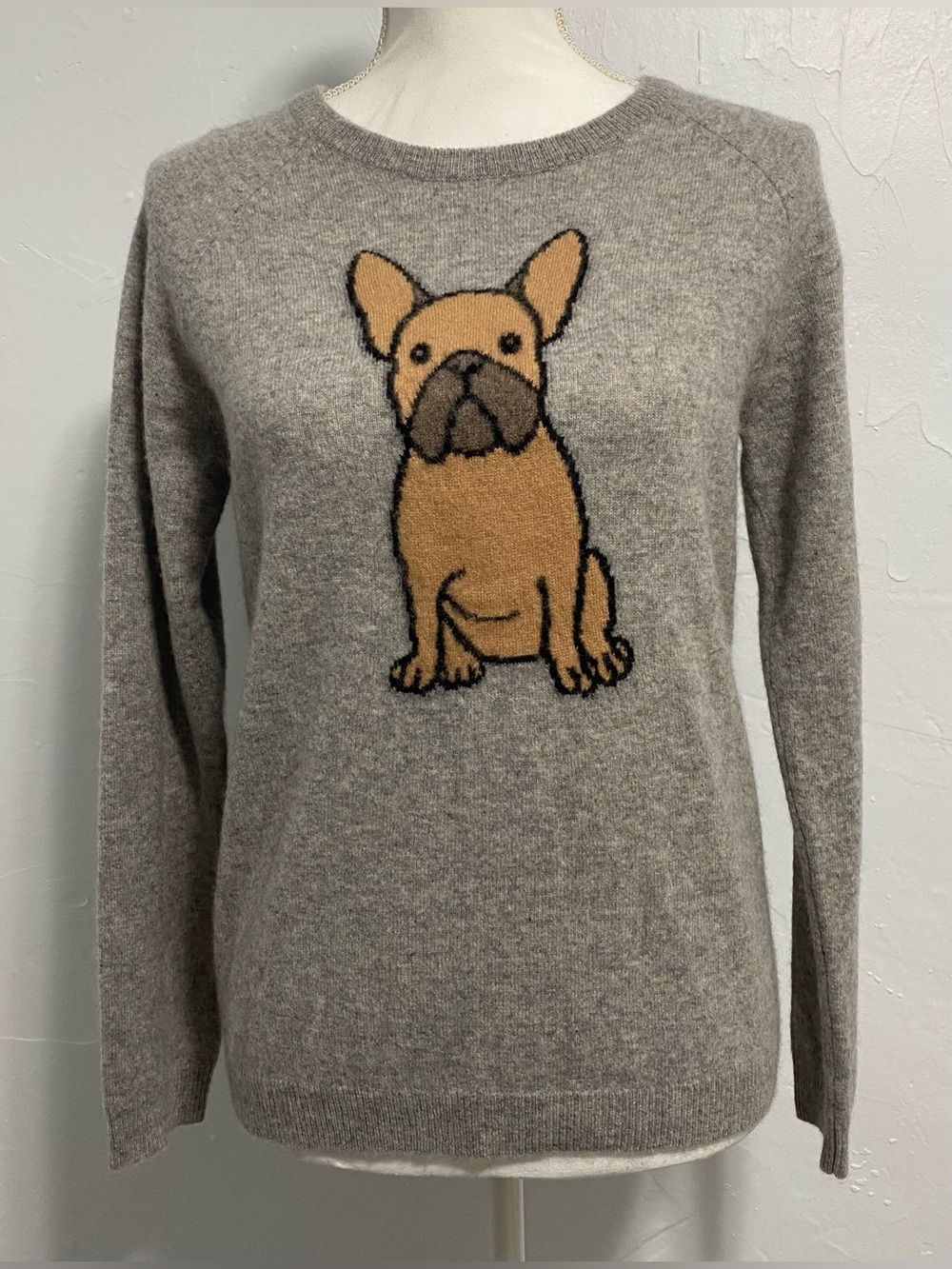 Philosophy Gray Crewneck Sweater with Tan Dog Motif